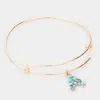 Fashnzfab -a- Turquoise Embellished Initial Monogram Charm Bracelet Gold In Gold