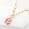 Fashnzfab -b- Colorful Initial Monogram Pendant Toggle Necklace In Multi