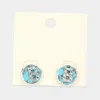 Fashnzfab -b- Initial Monogram Turquoise Stud Earrings - Turquoise, ~b~ In Metallic