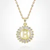 Fashnzfab -b- Stainless Steel Cz Stone Embellished Round Initial Monogram Pendant Necklace In Multi