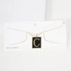 Fashnzfab -c- Gold Dipped Enamel Rectangle Initial Monogram Pendant Necklace In Gold