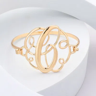 Fashnzfab -c- Initial Monogram Curlicue Bracelet - Gold
