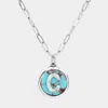 Fashnzfab -c- Initial Monogram Turquoise Pendant Necklace In Metallic