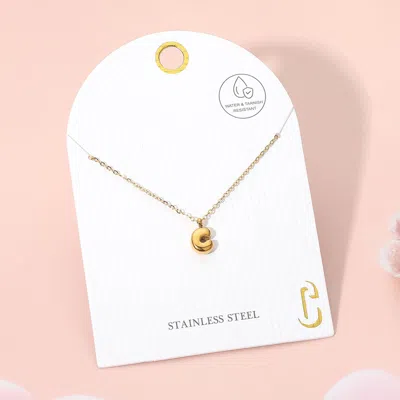 Fashnzfab -c- Stainless Steel Monogram Pendant Necklace - Gold, ~c~