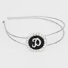 Fashnzfab -d- Crystal Accented Initial Monogram Headband In Multi
