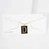 Fashnzfab -d- Gold Dipped Enamel Rectangle Initial Monogram Pendant Necklace In Multi