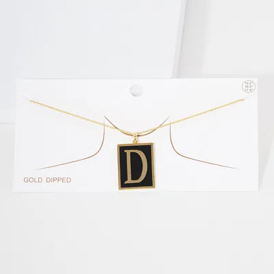 Fashnzfab -d- Gold Dipped Enamel Rectangle Initial Monogram Pendant Necklace In Multi