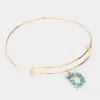 Fashnzfab -d- Turquoise Embellished Initial Monogram Charm Bracelet Gold In Gold
