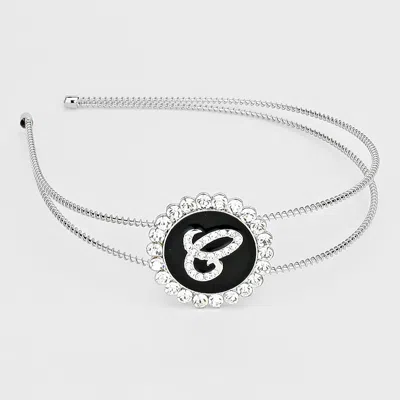Fashnzfab -e- Crystal Accented Initial Monogram Headband In Multi