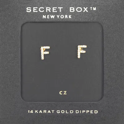 Fashnzfab -f- Secret Box _ 14k Gold Dipped Cz Initial Monogram Stud Earrings - ~f~
