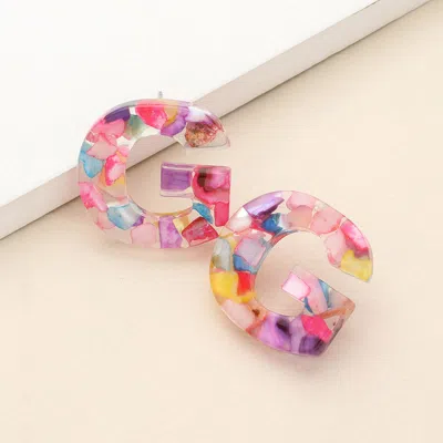 Fashnzfab -g- Colorful Initial Monogram Earrings - ~g~ In Multi