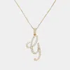 Fashnzfab -g- Cz Initial Monogram Pendant Necklace In Gold