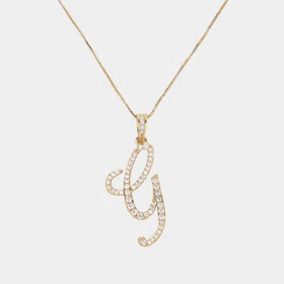 Fashnzfab -g- Cz Initial Monogram Pendant Necklace In Gold