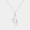 Fashnzfab -g- Cz Initial Monogram Pendant Necklace In Metallic