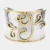 Fashnzfab -g- Hand Made Two Tone Metal Initial Monogram Cuff Bracelet Two Tone In Multi