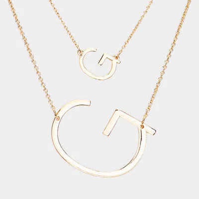 Fashnzfab -g- Initial Monogram 2row Strand Double Detachable Chain Necklace In Gold