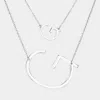 Fashnzfab -g- Initial Monogram 2row Strand Double Detachable Chain Necklace In Silver
