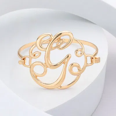 Fashnzfab -g- Initial Monogram Curlicue Bracelet Gold