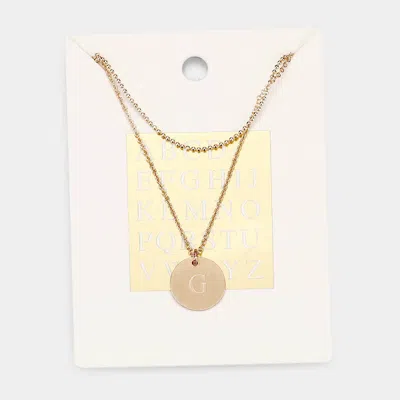 Fashnzfab -g- Initial Monogram Round Metal Pendant Necklace In Gold