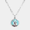Fashnzfab -g- Initial Monogram Turquoise Pendant Necklace In Metallic