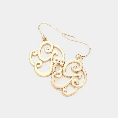 Fashnzfab -g- Script Initial Monogram Earrings In Gold