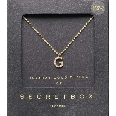 Fashnzfab -g- Secret Box _ 14k Gold Dipped Cz Initial Monogram Pendant Necklace In Multi