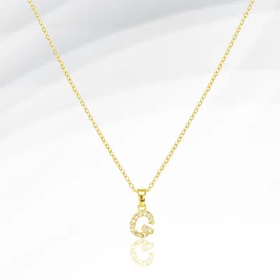 Fashnzfab -g- Stainless Steel Cz Stone Paved Initial Monogram Pendant Necklace In Gold