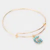 Fashnzfab -g- Turquoise Embellished Initial Monogram Charm Bracelet Gold In Gold