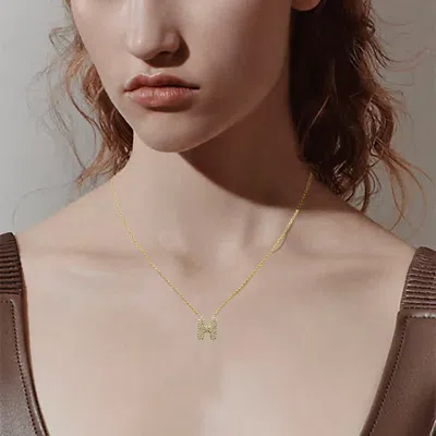 Fashnzfab -h- 14k Gold Dipped Cz Stone Paved Initial Monogram Pendant Necklace