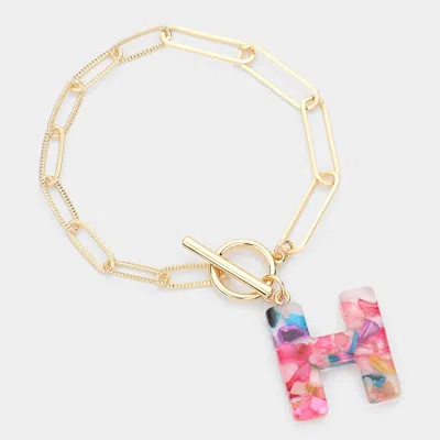 Fashnzfab -h- Colorful Initial Monogram Charm Bracelet ~h~ In Multi