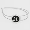 Fashnzfab -h- Crystal Accented Initial Monogram Headband In Metallic
