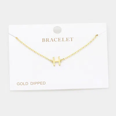 Fashnzfab -h- Gold Dipped Metal Initial Monogram Charm Bracelet Gold