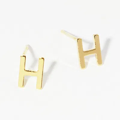 Fashnzfab -h- Gold Dipped Metal Initial Monogram Stud Earrings In Multi