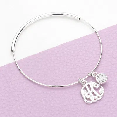 Fashnzfab -h- Initial Monogram Bangle Bracelet Silver
