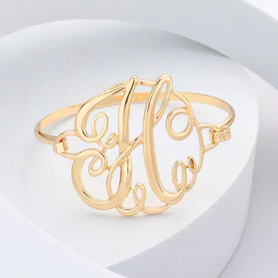 Fashnzfab -h- Initial Monogram Curlicue Bracelet Gold