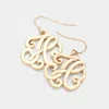 Fashnzfab -h- Script Monogram Initial Earrings In Gold