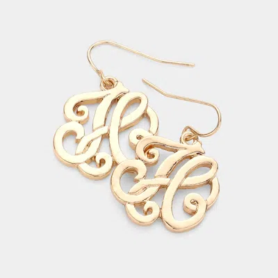 Fashnzfab -h- Script Monogram Initial Earrings In Gold