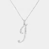 Fashnzfab -i- Cz Initial Monogram Pendant Necklace In Silver