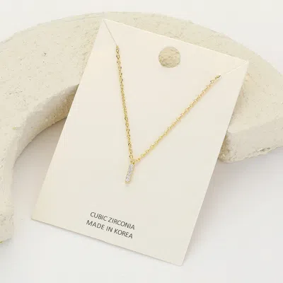 Fashnzfab -i- Cz Stone Paved Initial Monogram Pendant Necklace In Gold