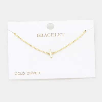 Fashnzfab -i- Gold Dipped Metal Initial Monogram Charm Bracelet Gold