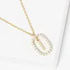 Fashnzfab -i- Gold Dipped Metal Initial Monogram Rhinestone Oval Link Pendant Necklace In Gold