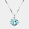 Fashnzfab -i- Initial Monogram Turquoise Pendant Necklace In Metallic