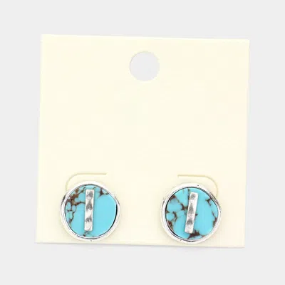 Fashnzfab -i- Initial Monogram Turquoise Stud Earrings - Turquoise, ~i~ In Multi