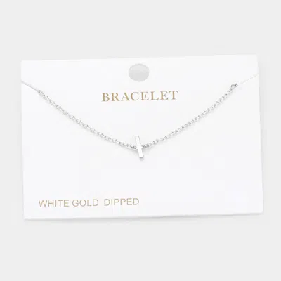 Fashnzfab -i- White Gold Dipped Metal Initial Monogram Charm Bracelet Rhodium In Multi
