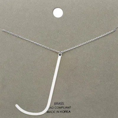 Fashnzfab -j- Brass Initial Monogram Metal Pendant Necklace In Metallic