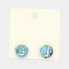 Fashnzfab -j- Initial Monogram Turquoise Stud Earrings - Turquoise, ~j~ In Blue