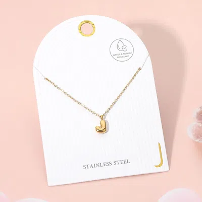 Fashnzfab -j- Stainless Steel Monogram Pendant Necklace - Gold, ~j~
