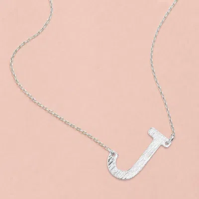 Fashnzfab -j- White Gold Dipped Initial Monogram Pendant Necklace In Silver