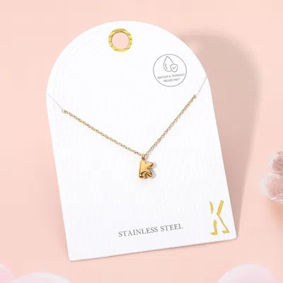 Fashnzfab -k- Stainless Steel Monogram Pendant Necklace - Gold, ~k~