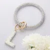 Fashnzfab -l- Bling Studded Initial Monogram Charm Bracelet Keychain Ab In Metallic